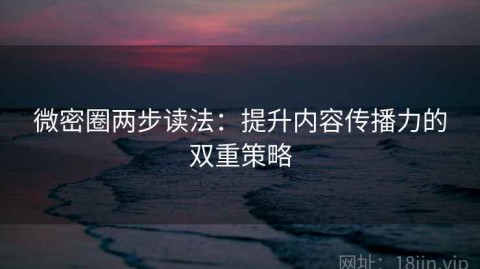 微密圈两步读法：提升内容传播力的双重策略