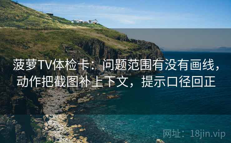 菠萝TV体检卡：问题范围有没有画线，动作把截图补上下文，提示口径回正