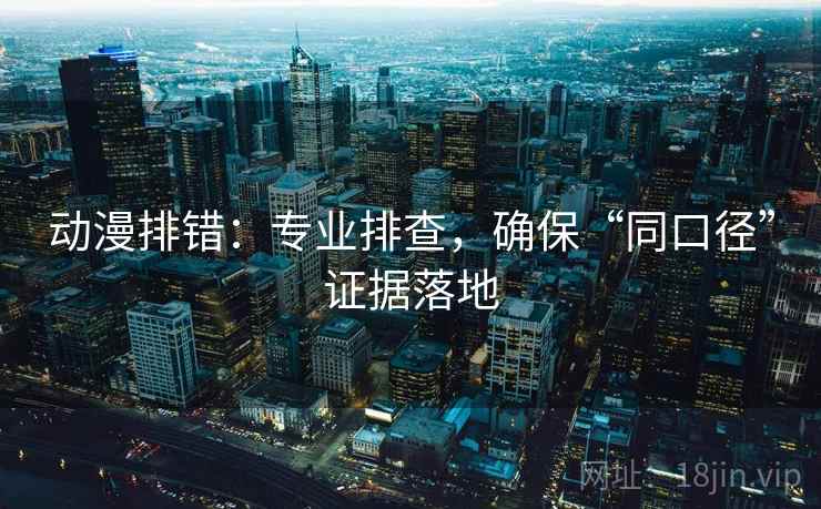 动漫排错：专业排查，确保“同口径”证据落地