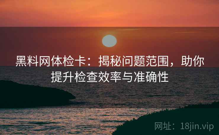 黑料网体检卡：揭秘问题范围，助你提升检查效率与准确性
